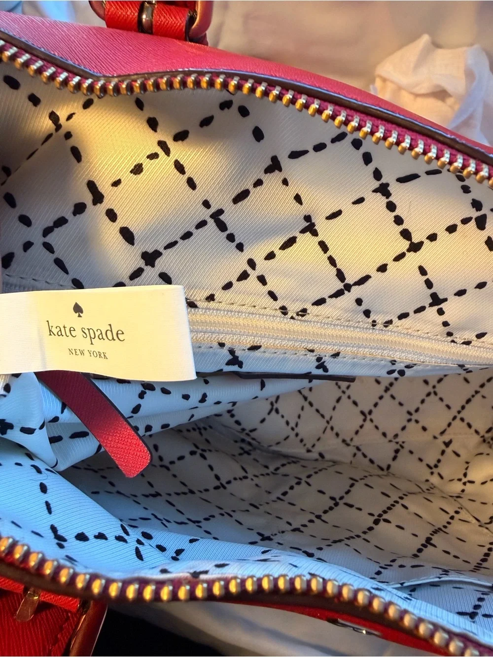 Kate Spade Red Saffiano Leather Satchel Crossbody Bag + Dust Bag